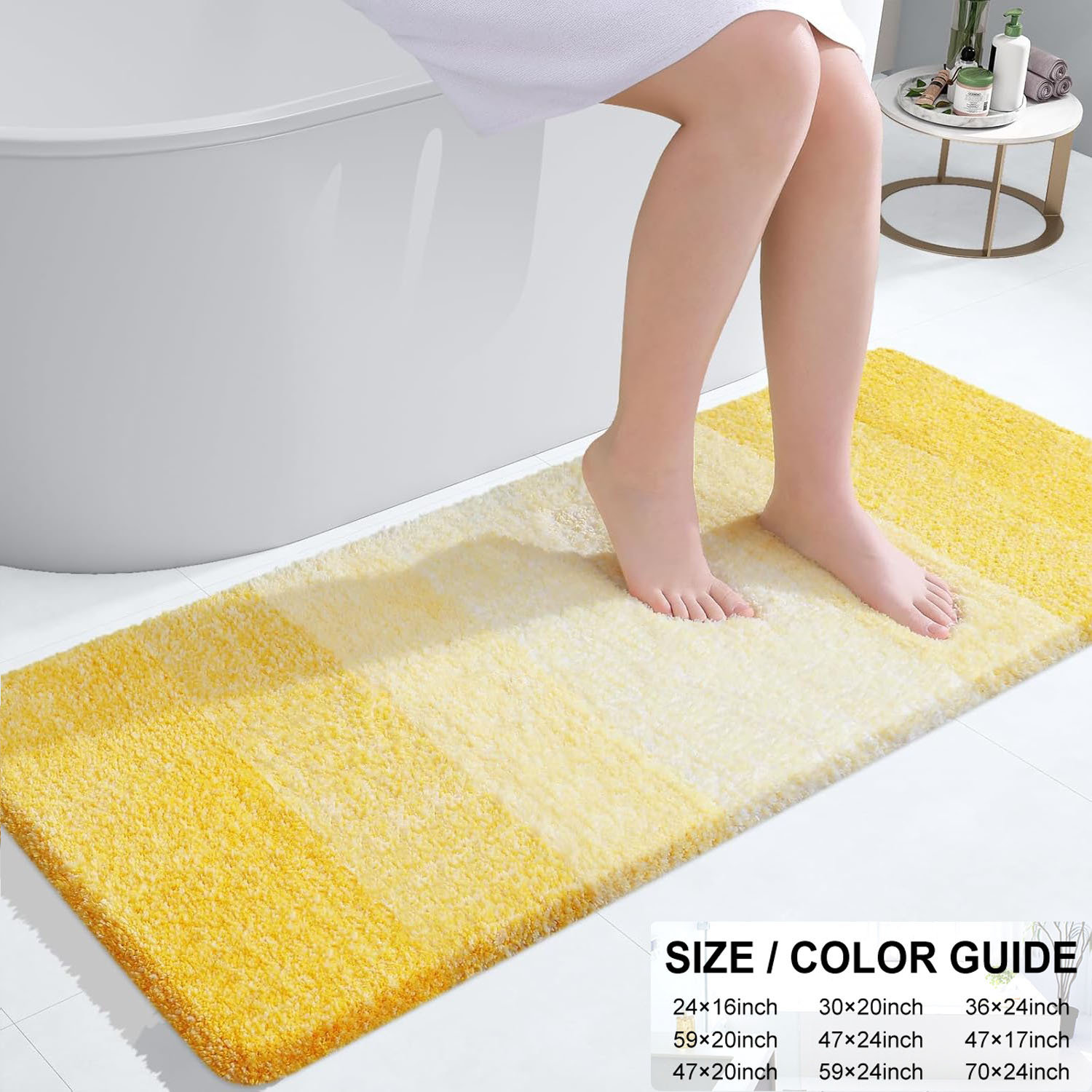 Ebern Designs Extra Soft and Absorbent Microfiber Bath Rug,Yellow | Wayfair