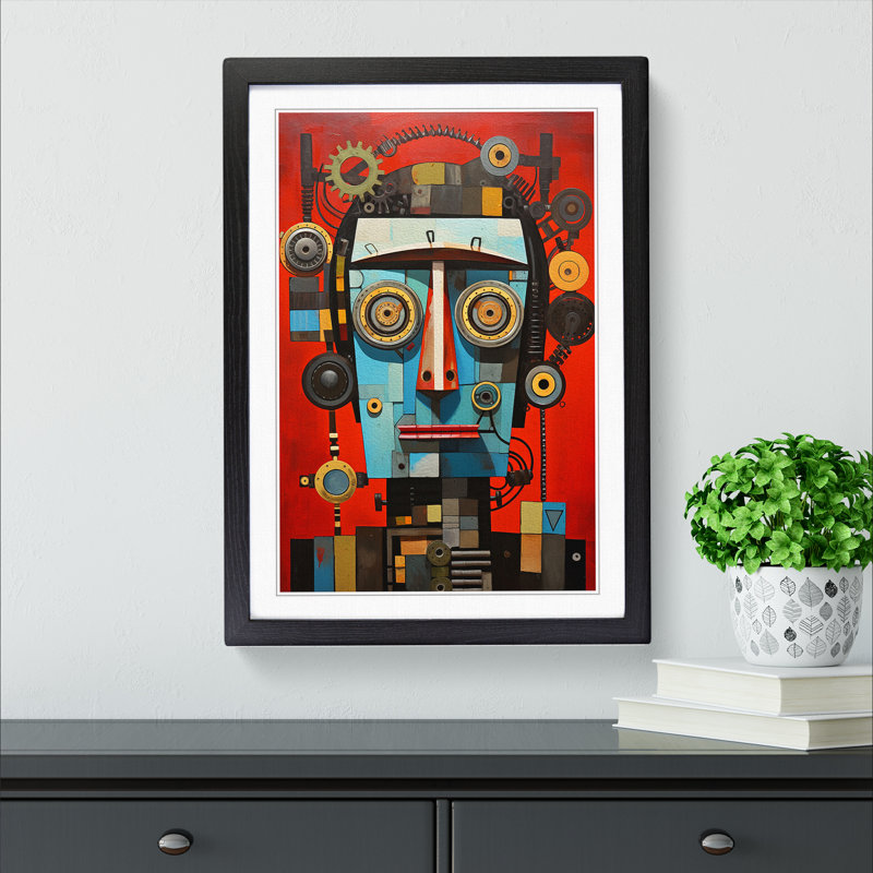 Robot Constructivism - Single Picture Frame Print on Wood, Black, 46cm H x 34cm W x 2cm D