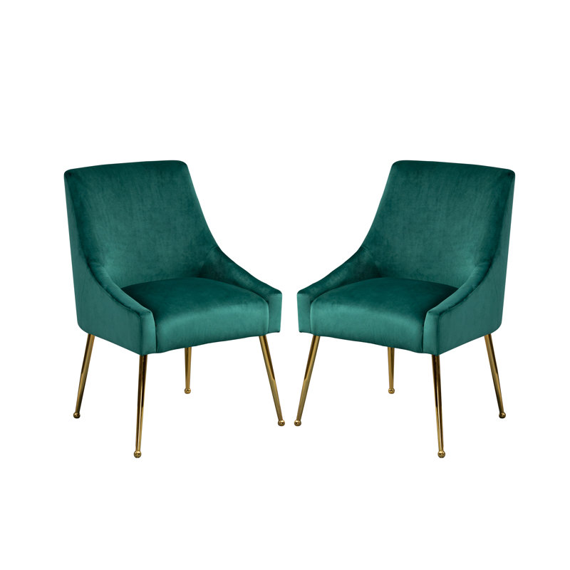 Khivi Velvet Side Chair, Dark Green