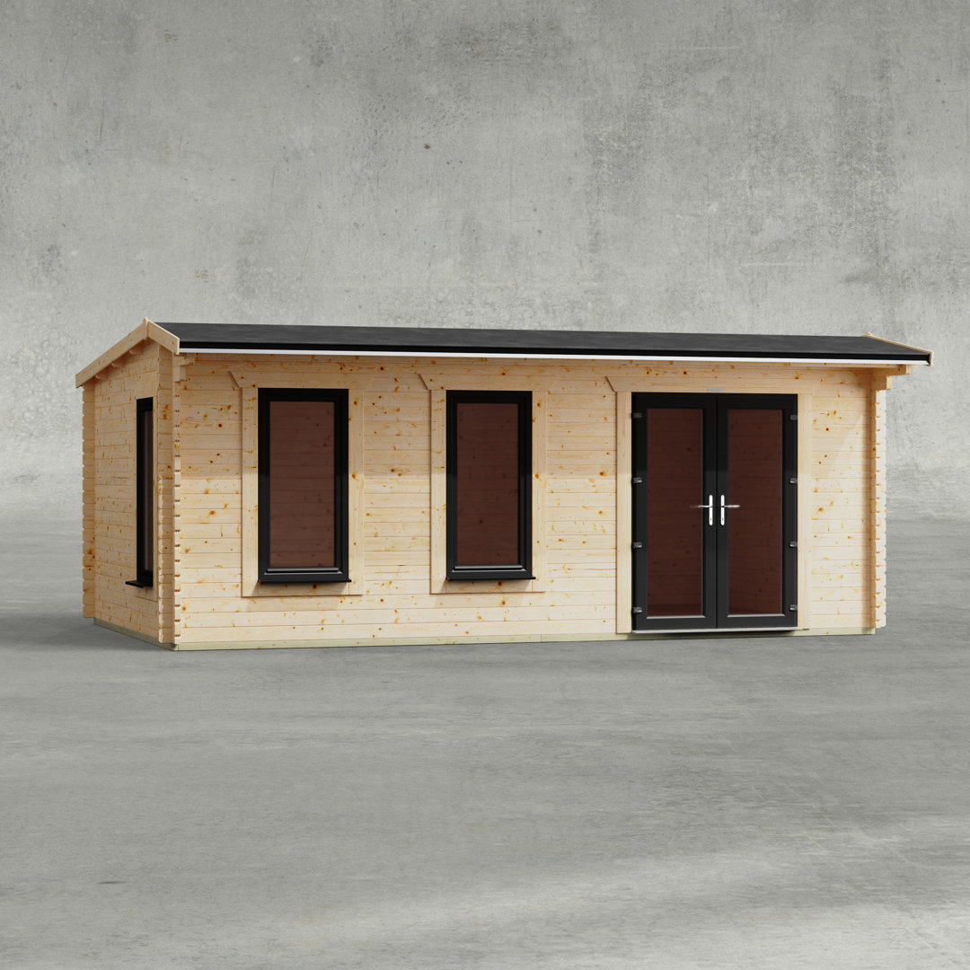 Powersheds 20 x 12ft Apex Log Cabin, Doors to the Right - 44mm