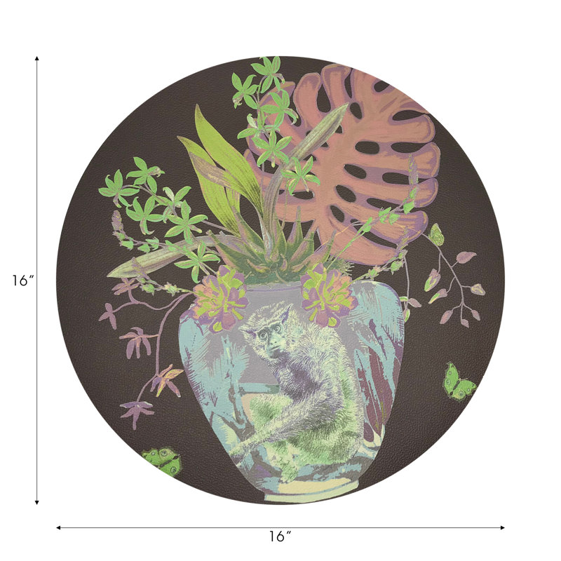 Monkey Large Jungle Pebble 16" Vinyl Placemat, Chocolate