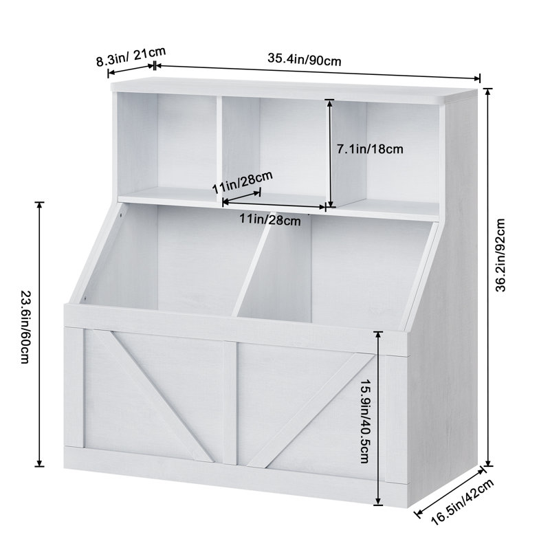 Solid Wood 89.9Cm Toy Storage in White