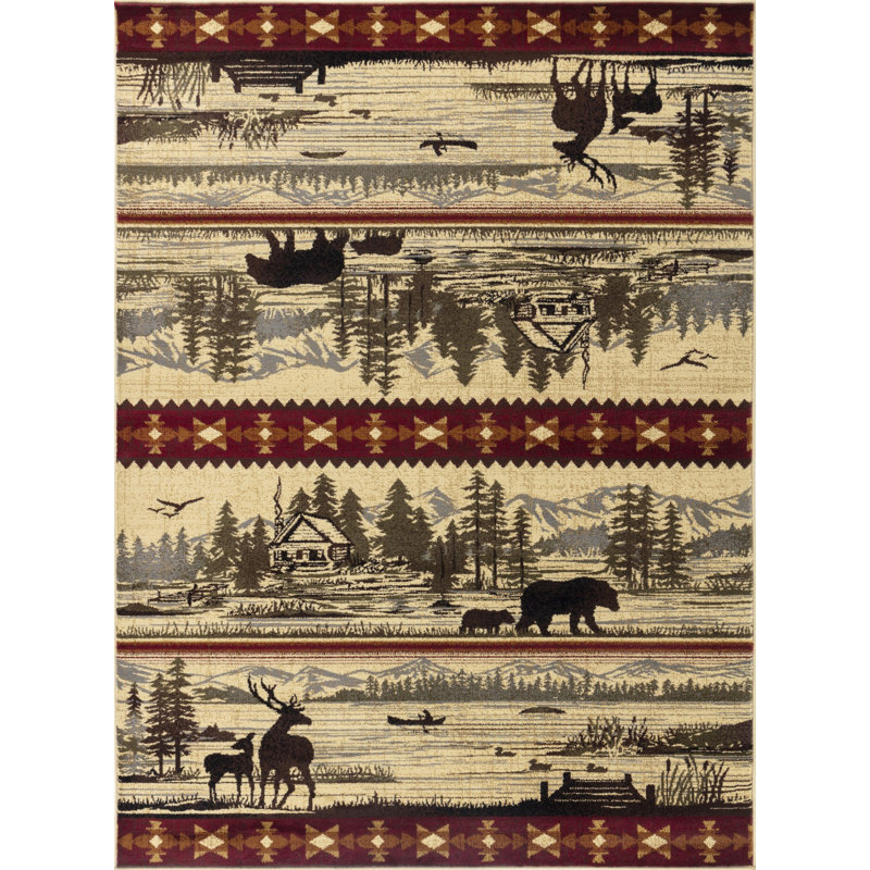 Multi-Colored Lodge Area Rug - 7 Ft. 10 In. X 10 Ft. 3 In., Rectangle 7'10" x 10'3"