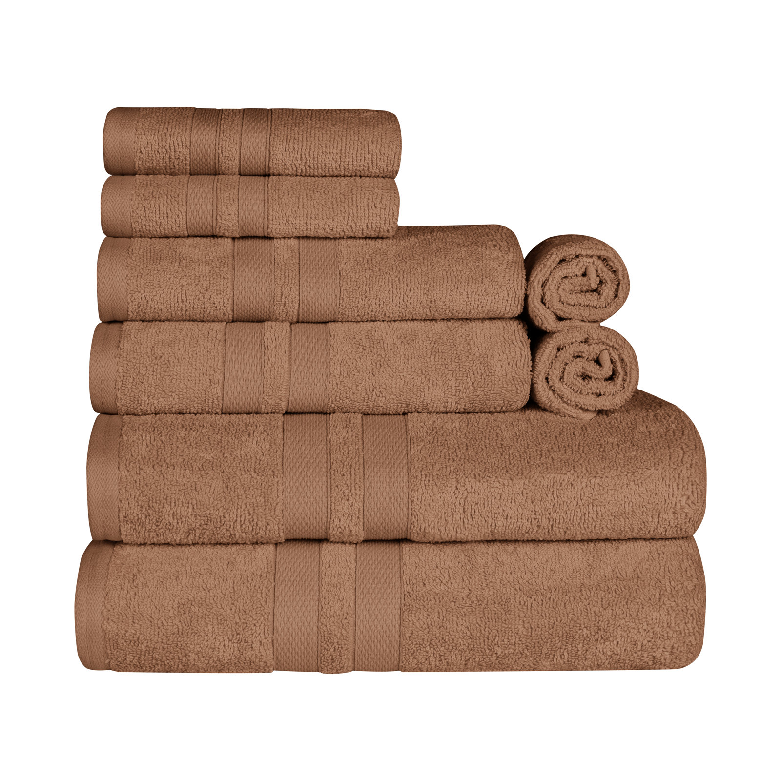 8-Piece Quick-Drying Cotton Towel Set, Chocolate