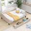 Lit de jour double capitonné capitonné avec structure stable et sans sommier, beige