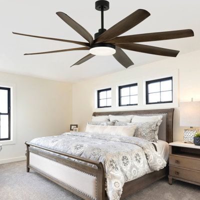 72" Large Modern Chandelier Ceiling Fans With Lights and Remote, Farmhouse 6 Speeds Quiet DC Motor Black Ceiling Fan For Living Room