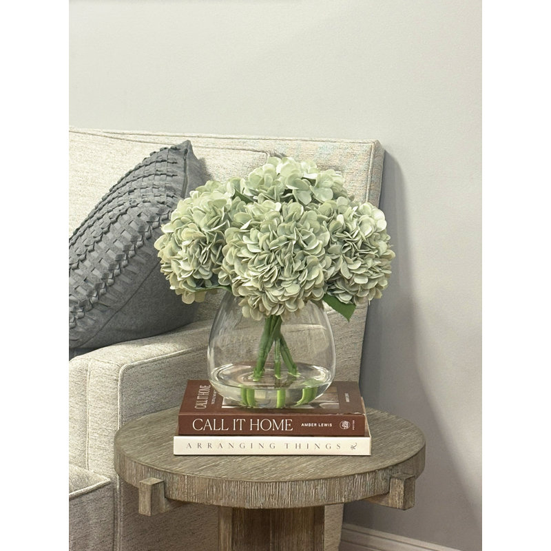 Faux Floral in Vase, Seafoam