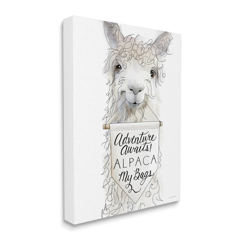 «Adventure Awaits Alpaca» par Kamdon Kreations, L 16 po x H 20 po, Toile tendue