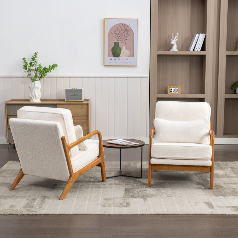 Holdyn Upholstered Armchair, White Polyester Blend