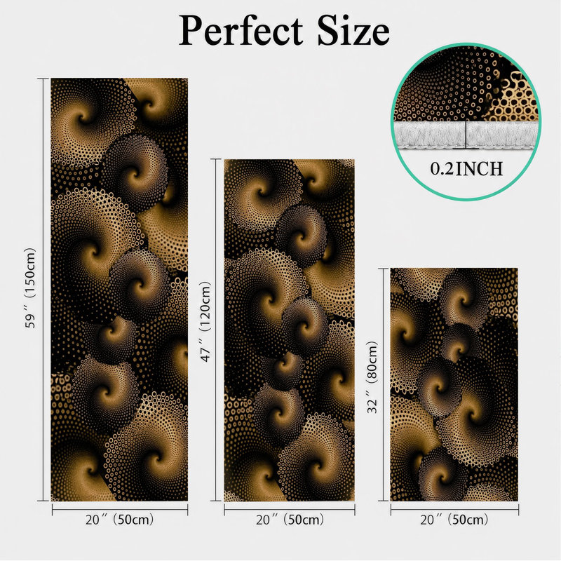 Swirl Pattern Non-Slip Washable Kitchen Mats