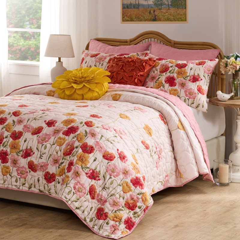 Ensemble de courtepointe pour grand lit 3 pièces Greenland Home Fashions Breeze Blush, 90 x 90 po