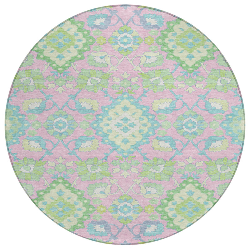 Tapis intérieur / extérieur rose Vespera , 8 pi x 8 pi