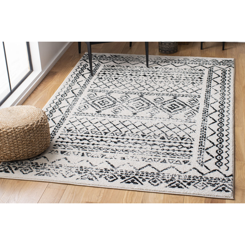 Tapis noir / ivoire Sturdevant Southwestern, Rectangle 4 pi x 6 pi