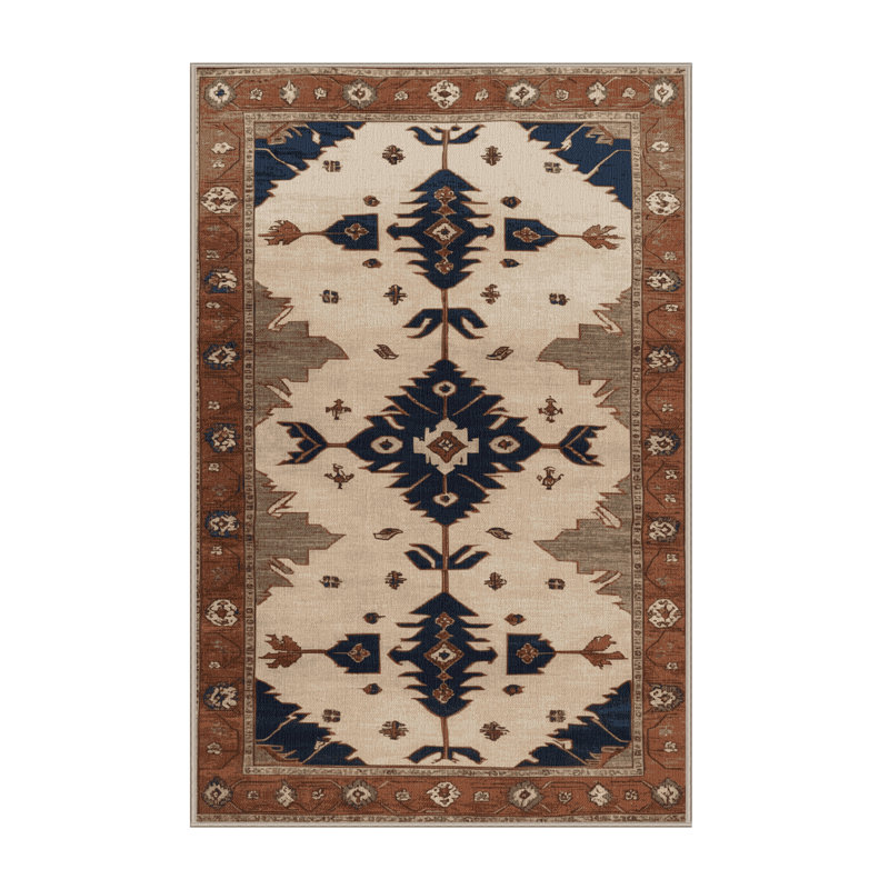 Tapis beige lavable à la machine, Rectangulaire 3 pi x 5 pi