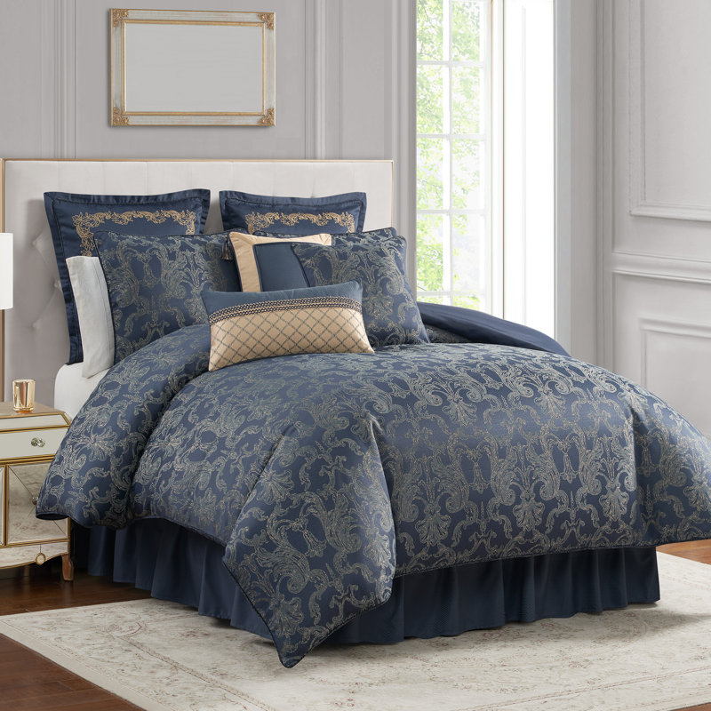 Brennigan Polyester Sateen Jacquard Comforter, Queen Comforter + 5 Additional Pieces