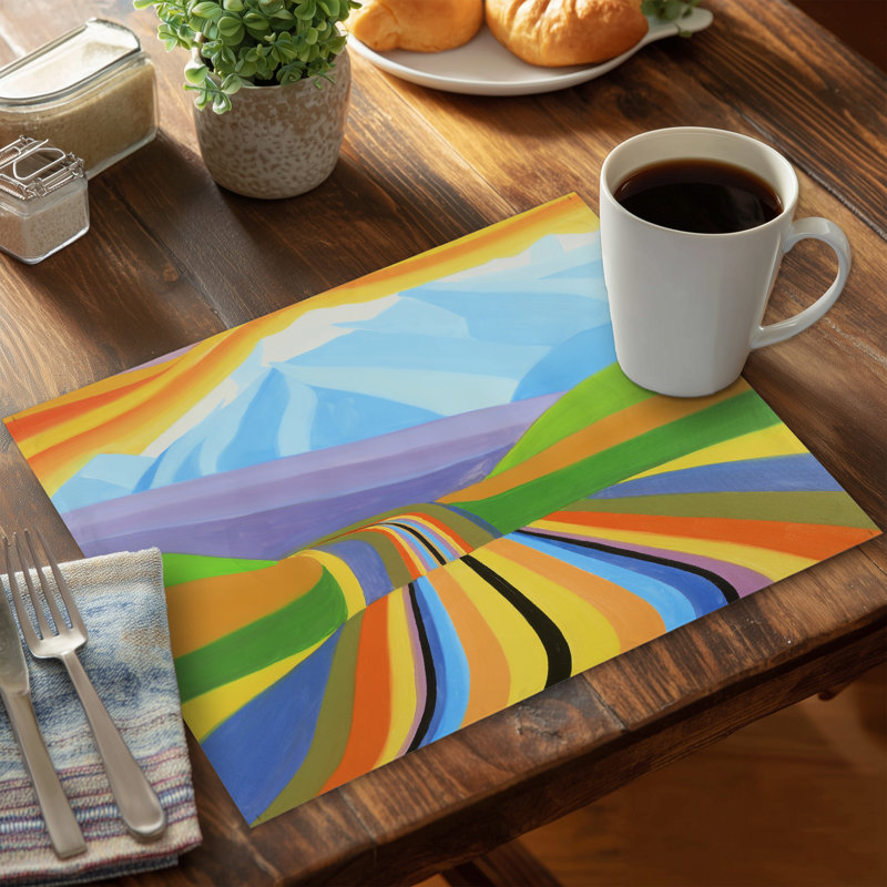 Napperon Mountain Road multicolore en polyester bleu - Décoration intérieure