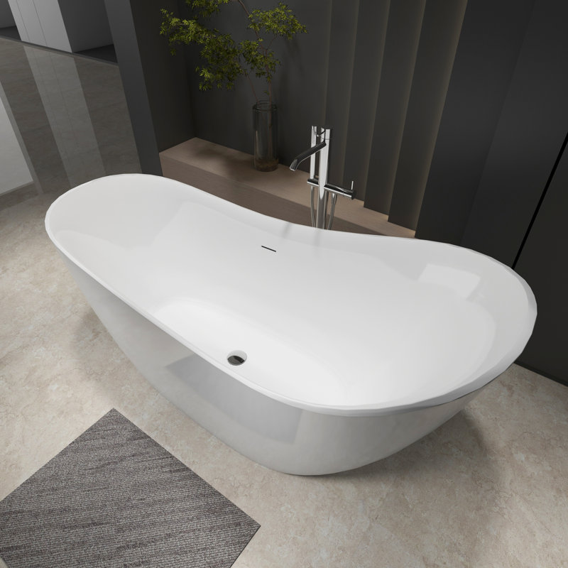 55" x 28" Freestanding Soaking Acrylic Single Slipper Free Standing Bathtub Soaking Bathtub Acrylic J05 Soaking Tub