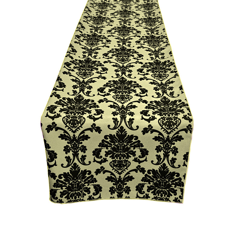 Poplin Damask Table Runner, 72" L x 12" W, Ivory