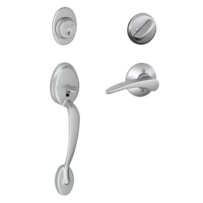 Plymouth Handleset with Single Cylinder Deadbolt and Manhattan Door Lever and Rosette