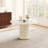 Modern Round Dining Table, Glossy Sintered Stone Top With Pleated PU Leather Iron Pedestal, Adjustable Feet For Dining Room & Negotiation Room-1246362887