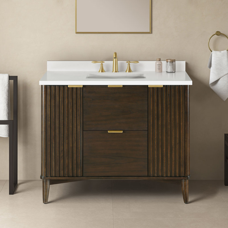 Ensemble de meuble-lavabo à simple cuve 42 po Trotta, Noyer foncé