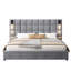 Velvet Upholstered Bed with Wide Headboard, Reading Lamp and USB Port-1583167929