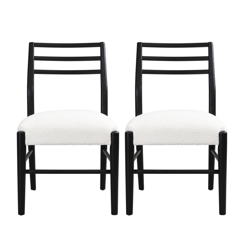 Chaise d'appoint rembourrée Deeann, Beige bouclé / noir