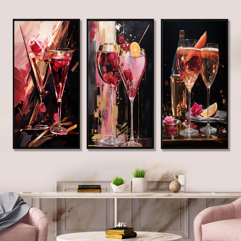 Kir Royale Radiance Cocktail, Cadre flottant noir, H 40 po x l 60 po