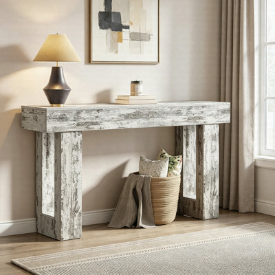 Table de canapé en bois 63 po, console d'appoint Chunky, table d'appoint rustique de style campagnard