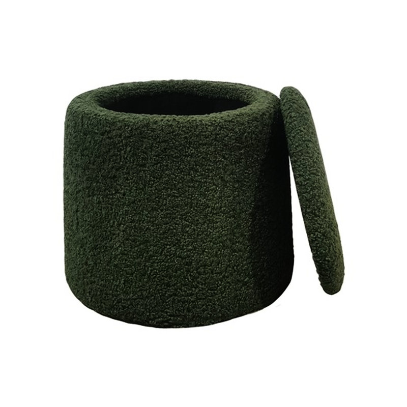 Doux et rond avec rangement - l 20 po x P 20 po x P 18,5 po, siège en mousse haute densité et tissu bouclé d'une hauteur de 18,5 po