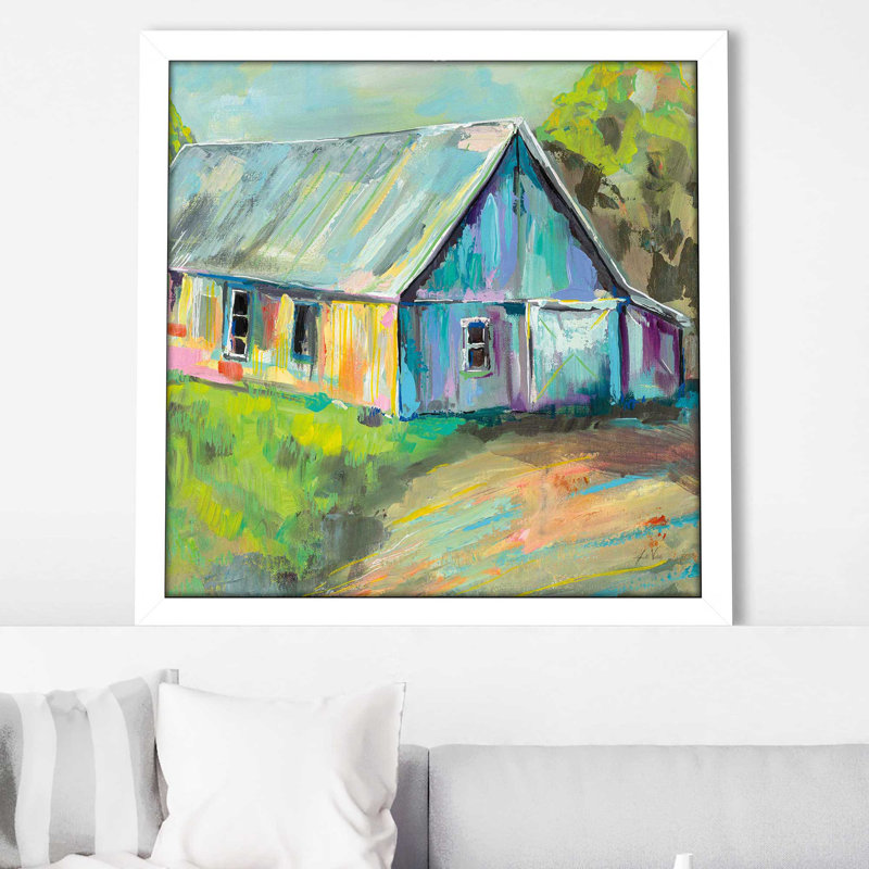 Going to the Country I - Peinture, Cadre blanc, H 37,5 po x l 37,5 po x P 1 po