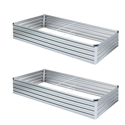 Lit de jardin surélevé en métal pour l'extérieur, gris 12 x 2 x 1 pi, argent 8 x 4 x 1 pi / 6 x 3 x 1 pi (ensemble de 2)