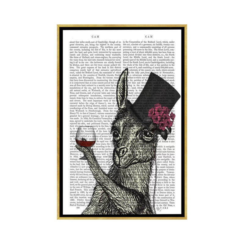 «Llama Lush II» par Fab Funky - impression d'art graphique, H 40 po x l 26 po x P 1,5 po, Toile encadrée d'or, Aucun mat