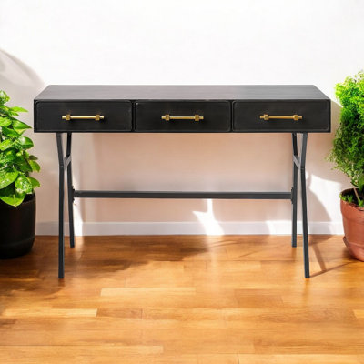 Bureau 51 po noir avec trois tiroirs