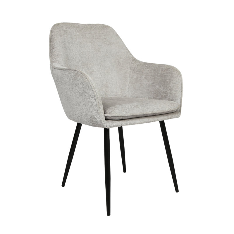 Velvet Armchair, Grey, Black