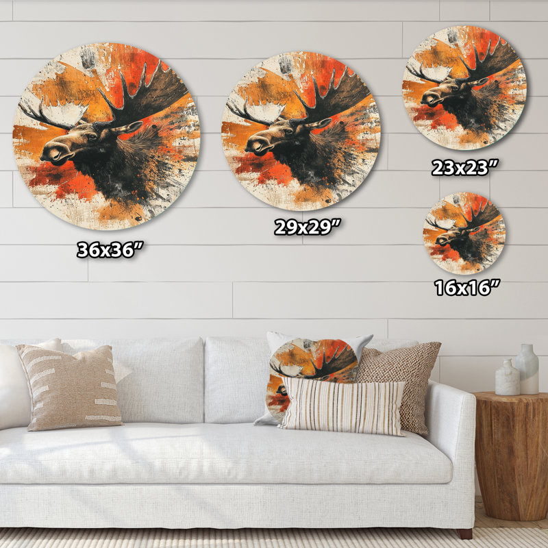 Amber couleurs Wild Moose Energy II - impression murale moderne en métal brun, H 23 po x l 23 po