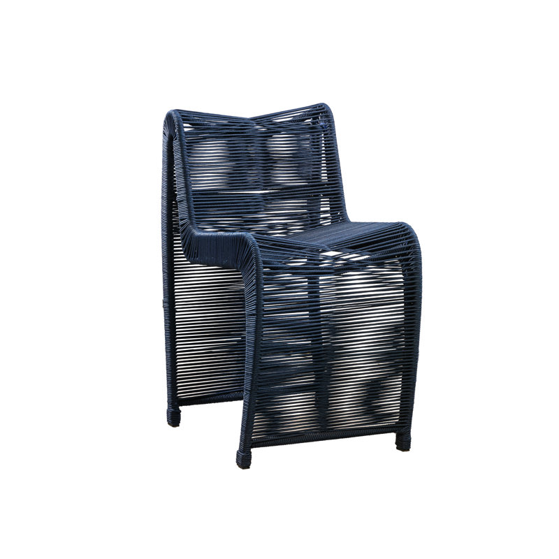 Dawone Upholstered Counter Stool with Metal Frame, Blue
