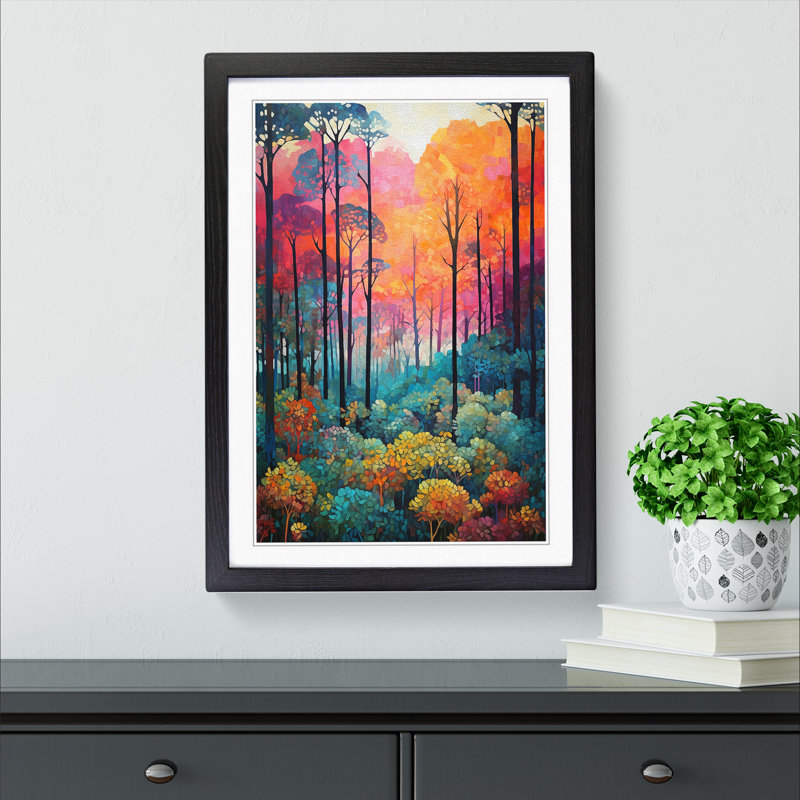 Single Picture Frame Print on Wood, 64cm H x 46cm W, Black Framed