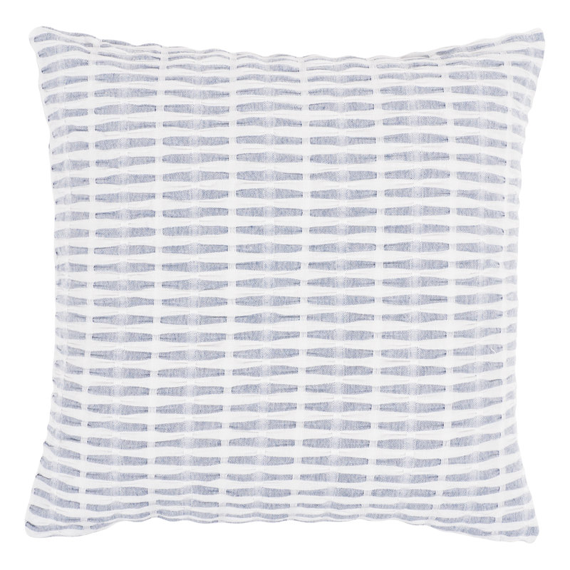 Housse de coussin en coton plissé, H 20 po x l 20 po, Bleu marine