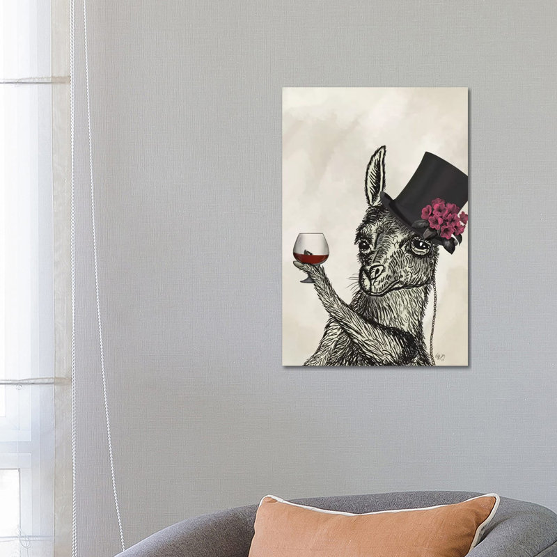 «Llama Lush II» par Fab Funky - impression d'art graphique, Aucun mat, H 26 po x l 18 po x 1,5 po, Toile tendue