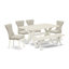 L'ensemble de table de salle à manger 6 pièces contient une table de salle à manger rectangulaire et 4 chaises Parson en tissu de lin Gotham foncé avec un banc, noir brossé-144079709-144079682-144079683
