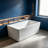 Topcraft Modern 43" x 28" Freestanding Acrylic Soaking Bathtub, Matte White Freestanding Tub for Bathroom