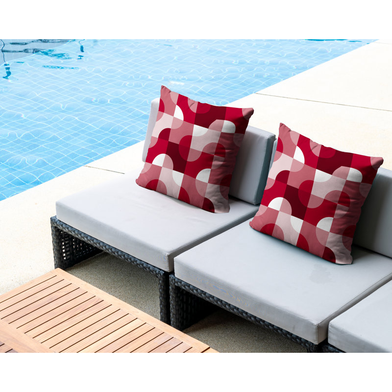 Coussin décoratif carré intérieur / extérieur Milda, L 17 po x H 17 po, Rouge