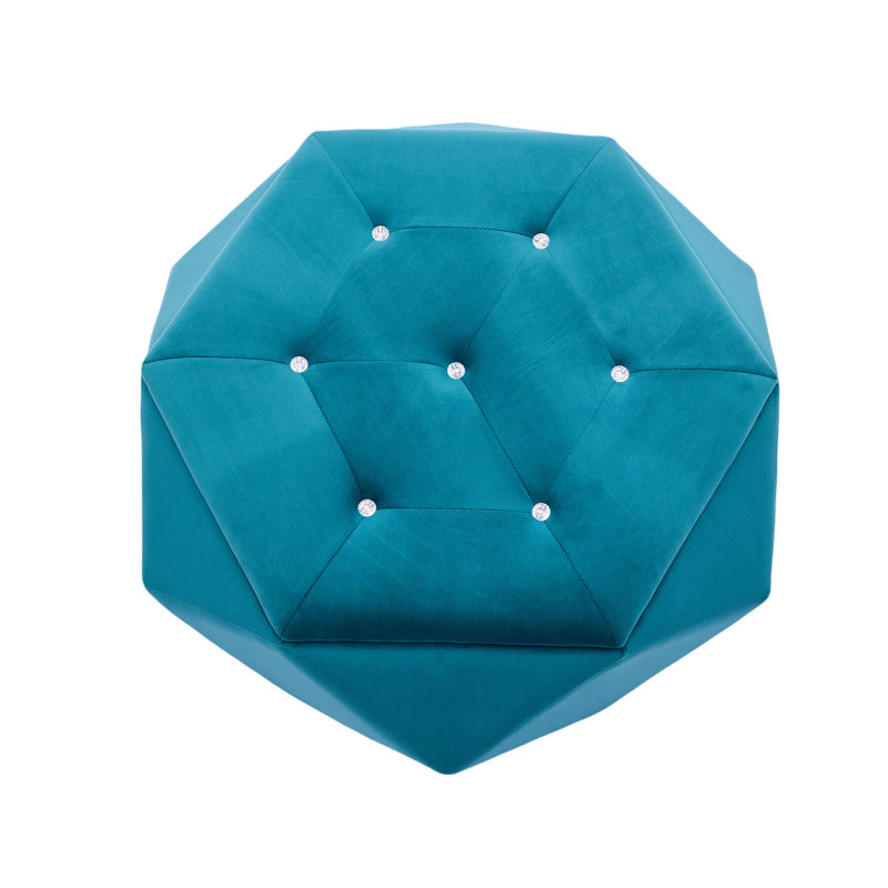 Elegant Velvet Polygon Diamond Tufted Storage Ottoman (Only Including Ottoman), Blue