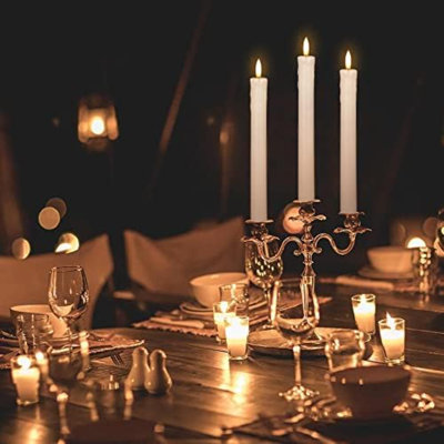 Drip Wax Flameless Taper Candles Flickering With 10-Key Remote, Battery Operated Led Warm 3D Wick Light Window Candles Real Wax Pack Of 6, Christmas Home Wedding Decor(White, 0.78 X 9.64 Inch)