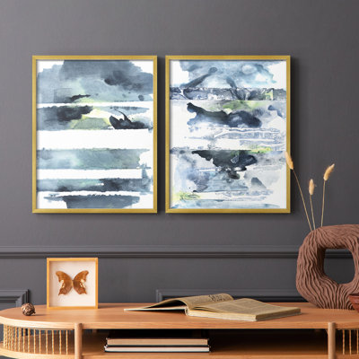 «Blue Memories I», reproduction encadrée de qualité supérieure - prête à être accrochée - aucun clou requis - aucun clou requis