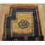 Antique Chinese Small Saddle Rug Horse Cover Wool Blue Navy, Ivory Carpet