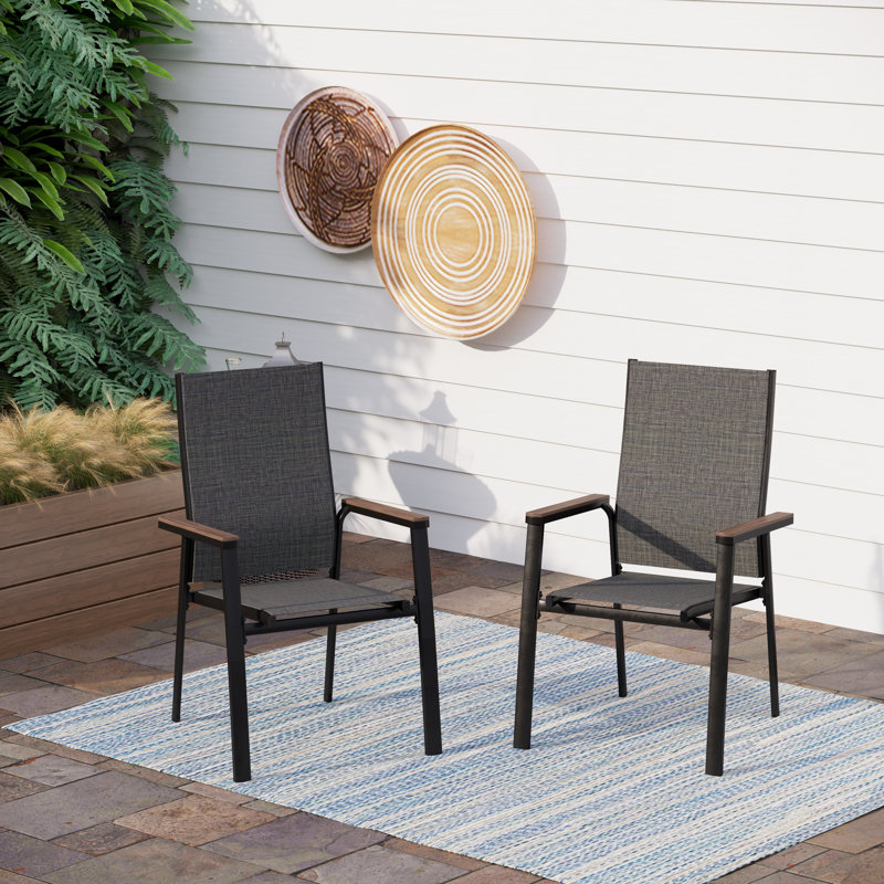 Stackable Outdoor Patio Dining Armchair, Grey