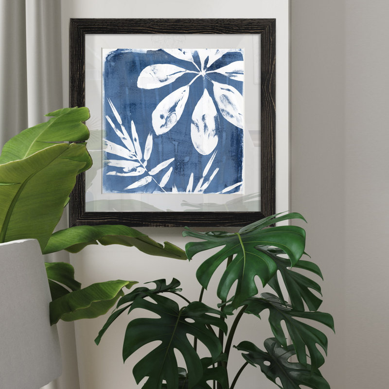 Tropical Indigo impressions II-reproduction d’art, H 27,5 po x l 27,5 po x P 1,5 po, Papier encadré noir