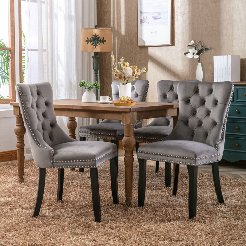 Boler Velvet Side Chair in Gray